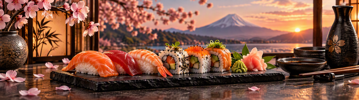 Sushi: nigiri tradicional de Tokio junto a un California roll